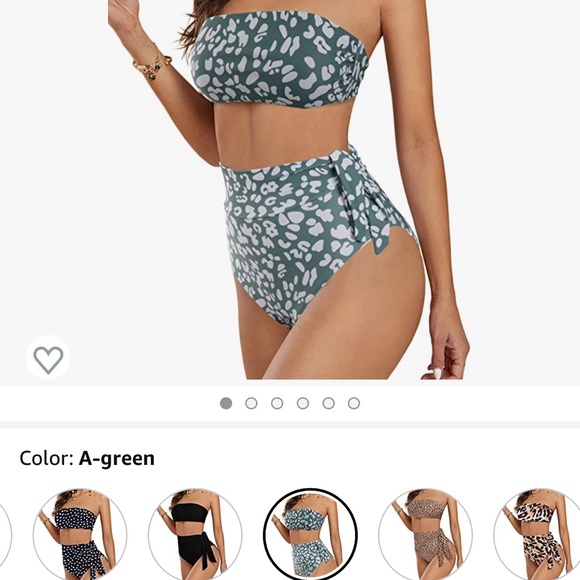 High waisted green cheetah bathing suit - Picture 2 of 2
